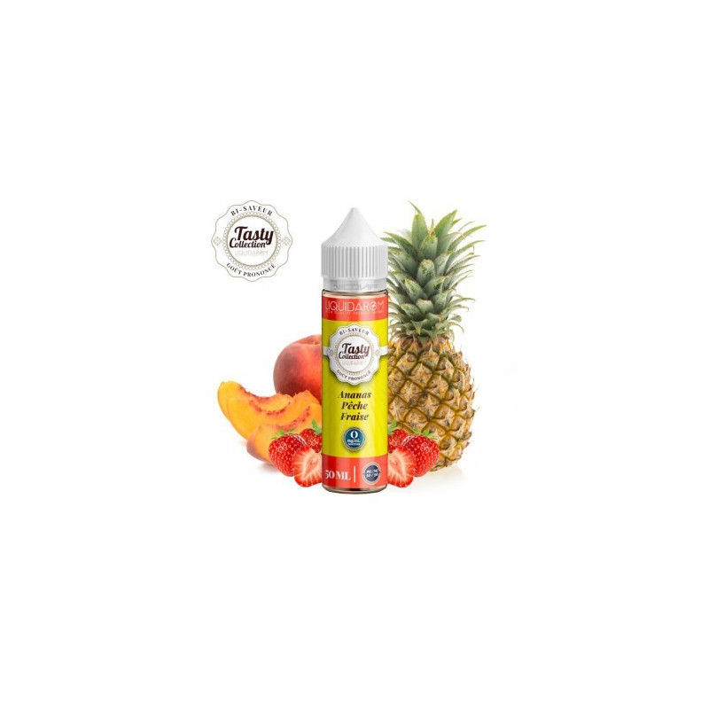 E-liquide Ananas Pêche Fraise 50ml de la gamme Tasty Collection