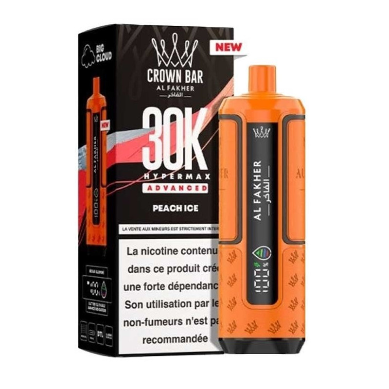 Puff Hyper Max Advanced Crown Bar 30K Peach Ice de la marque Al Fakher